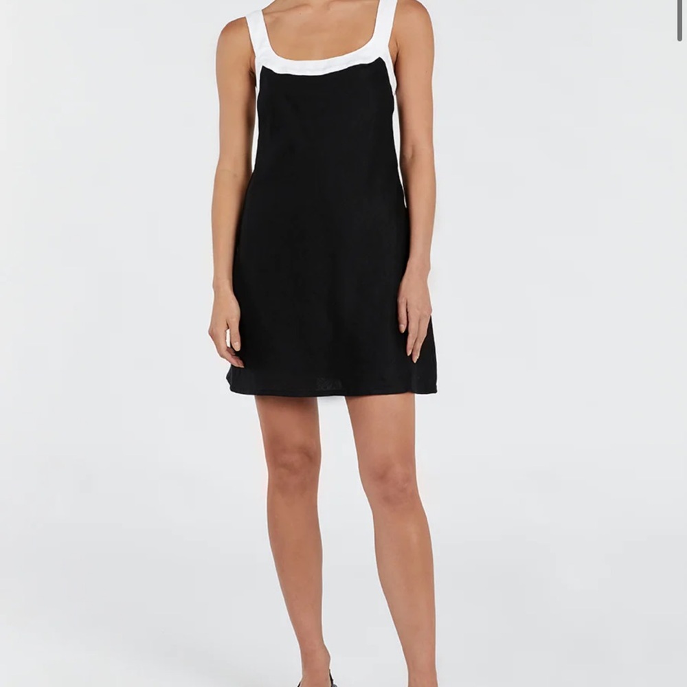 Carter Black Linen Shift Mini Dress